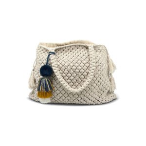 10 Large Crochet Cotton Handwoven Bag Pom Pom