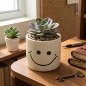 Ceramic Small Smiley Garden Planter Pot