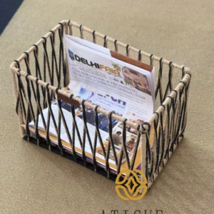 5 500X500 1 Handwoven Jute Rope Metal Frame Basket Durable Multipurpose Storage Basket (13X8X8 Inch)