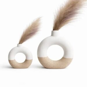 51Msdqq4Hul Sl1024 500X500 1 Sphinx Ceramic Donut Vase Set Of 2 With 6 &Amp; 8 Inchtwo Tone Modern Flower Vase For Home Dec