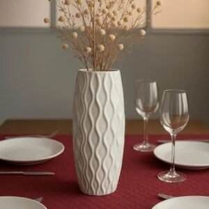 61Uqvli5Ovl Sl1500 1 500X500 1 Sphinx 8.5 Inch Ceramic Flower Vase Textured Glossy White Modern Cylindrical