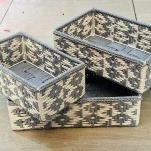 8D34Ebd0 Cf1B 491B B178 C0Fcb038Ef52 500X500 1 Handcrafted Multipurpose Rectangular Cotton And Jute Rope Storage Basket Pack Of 3 Grey