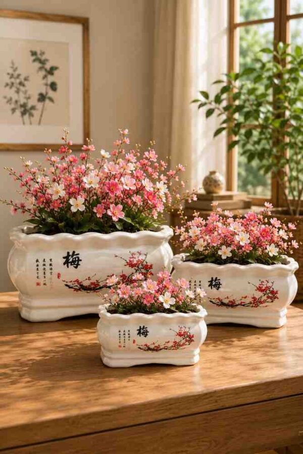 Chinese Ceramic Blossom Planter Set - Mei Series - Bonsai Pot Chinese Ceramic Plum Blossom Planter Set - Mei Series - Bonsai Pot