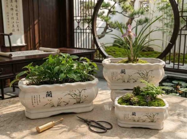 Chinese Ceramic Orchid Lan Series Bonsai Pot Chinese Ceramic Orchid Planter Lan Series Bonsai Pot