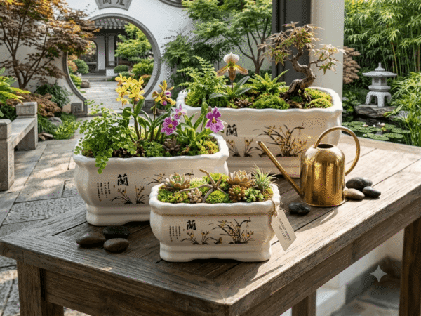 Chinese Ceramic Orchid Planter Lan Series Bonsai Pot Chinese Ceramic Orchid Planter Lan Series Bonsai Pot