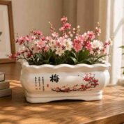 Chinese Ceramic Plum Blossom Planter Set - Mei Series - Bonsai Pot