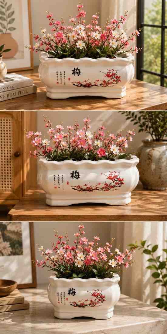 Chinese Ceramic Plum Blossom Planter Set - Series - Bonsai Pot Chinese Ceramic Plum Blossom Planter Set - Mei Series - Bonsai Pot