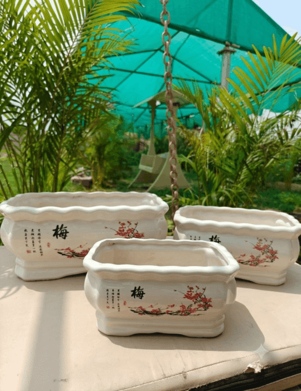 Chinese Ceramic Plum Planter Set - Mei Series - Bonsai Pot Chinese Ceramic Plum Blossom Planter Set - Mei Series - Bonsai Pot