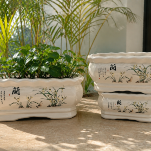 Chinese Four Gentlemen Ceramic Planter Set | Mei Lan Zhu Ju | Gift Set OF 3 17 Chinese Four Gentlemen Ceramic Planter Set Mei Lan Zhu Ju