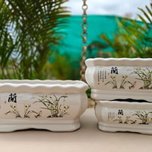 Garden Balcony Planter 32 Chinese Four Gentlemen Ceramic Planter Set | Mei Lan Zhu Ju | Gift Set