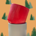 Home Decor Ceremic wood Log Pot Gray