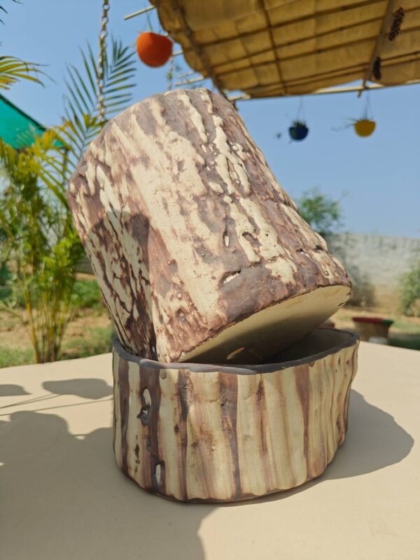 Rustic Wood Finish Ceramic Planter Set (12) Rustic Wood Finish Ceramic Planter Set (12)