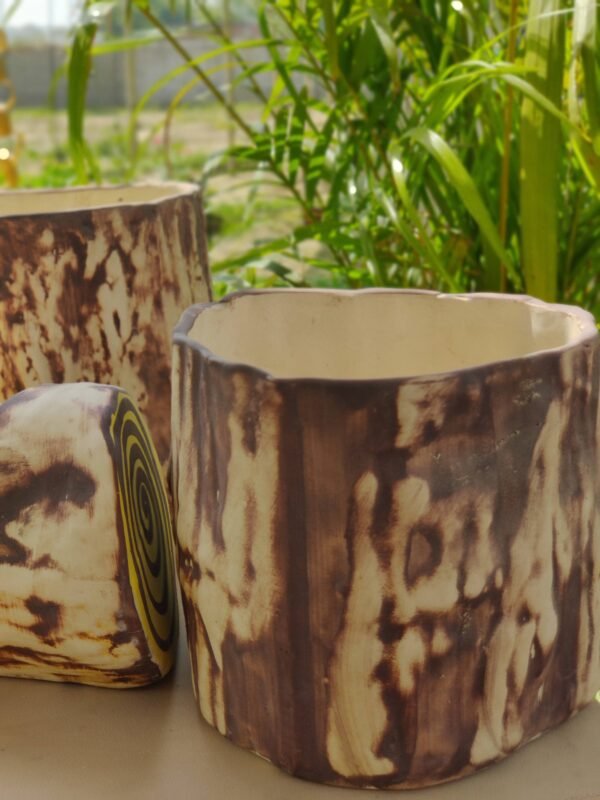 Rustic Wood Finish Ceramic Planter Set (14) Rustic Wood Finish Ceramic Planter Set (14)