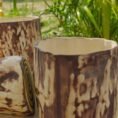 Rustic Wood Finish Ceramic Planter Set (14)