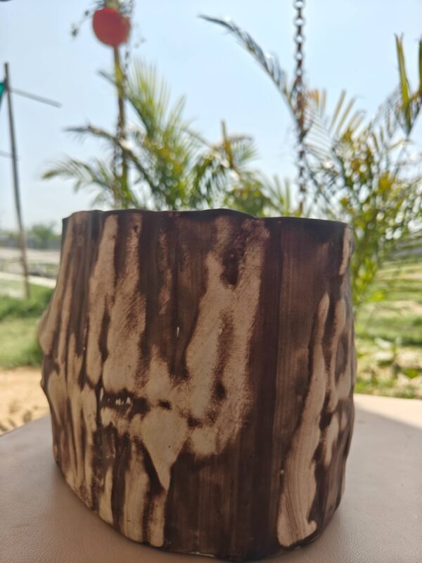 Rustic Wood Finish Ceramic Planter Set (6) Rustic Wood Finish Ceramic Planter Set (6)