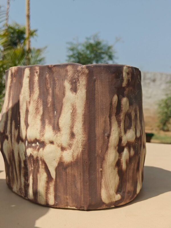 Rustic Wood Finish Ceramic Planter Set (8) Rustic Wood Finish Ceramic Planter Set (8)