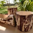 Rustic Wood Finish Ceramic Planter Set (9)