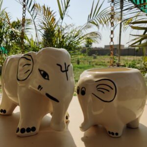 Elephant Ceramic Planter - Hand-Painted White Ceramic Animal Pot (Pack of 2) 12 Ceremic Planter And Pots 3 1 Elephant Ceramic Planter - Hand-Painted White Ceramic Animal Pot (Pack Of 2)