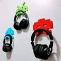 Wooden Headphone Organizer Stand for Desk Storage Wooden headphone holder stand for desk, stylish home decor accessory.