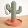 Wooden cactus headphone holder for desk organisation and home decor.