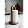 Tissue paper holder with wooden and metal design, perfect for dining tables and home decor.