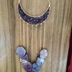 Purple moon Agate Wind Chime with polished edge (purple dyed,15-18 inch) Decorative Wind Chime for Home Balcony and Garden Decor 15 Gemstone 500X500 1 Purple Moon Agate Wind Chime With Polished Edge (Purple Dyed,15-18 Inch) Decorative Wind Chime For Home Balcony And Garden Decor