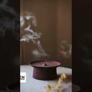Aromatic wood incense stand for house, wooden home decor holder with smoke rising, stylish and funct.