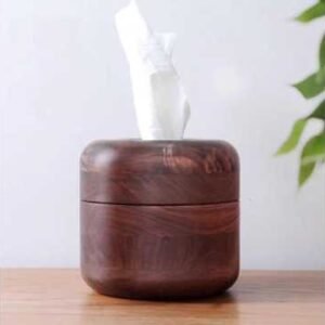 Wooden car tissue box holder for home decor and car interior. Elegant wooden design, perfect for org.