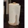 White paper towel roll on a wooden holder, ideal for kitchen or dining room use.