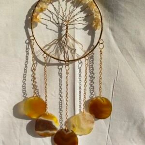 Yellow Agate Wind Chime Decorative Wind Chime for Home Balcony and Garden Decor