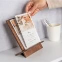 Wooden Desktop Calendar for Home Decor Elegant wooden desktop calendar holder, perfect for home office organisation and stylish decor.