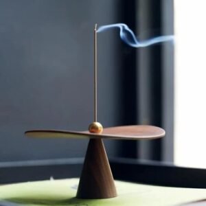 Incense Holder With Burning Incense Stick And Rising Smoke, Perfect For Relaxing Home Decor.