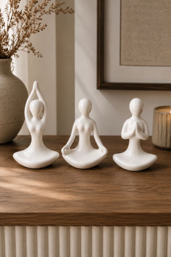 Ceramic Yoga Figurine Set of 3 (4) Ceramic Yoga Figurine Set of 3 (4)