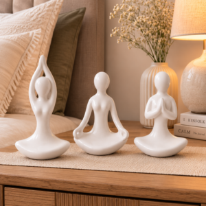 Ceramic yoga figurine set of 3 6 ceramic yoga figurine set of 3 - white meditation poses