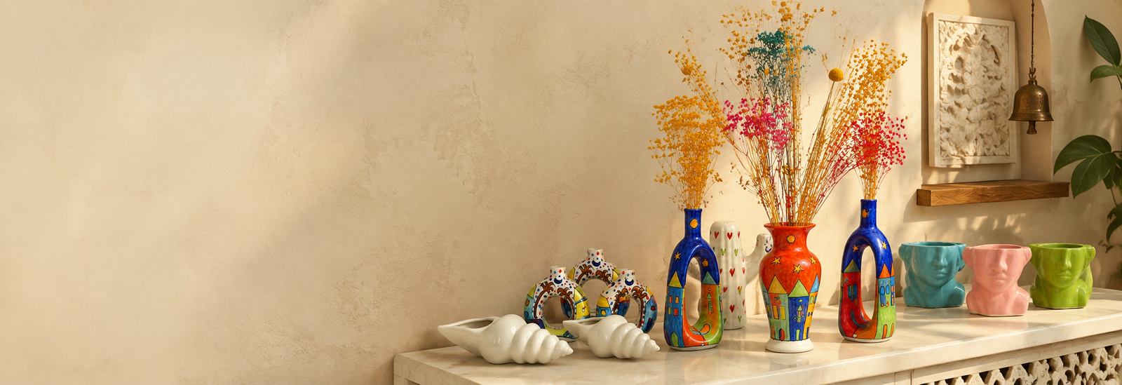 Hand-painted ceramic vases