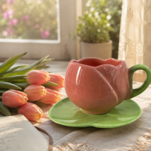 Tulip ceramic cup and saucer