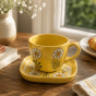 Daisy Flower Ceramic Cup and Saucer Set – Hand Painted (1)