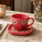 Daisy Flower Ceramic Cup and Saucer Set – Hand Painted (2)