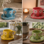 Daisy Flower Ceramic Cup and Saucer Set – Hand Painted (4)