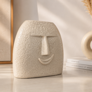 Moai face ceramic planter