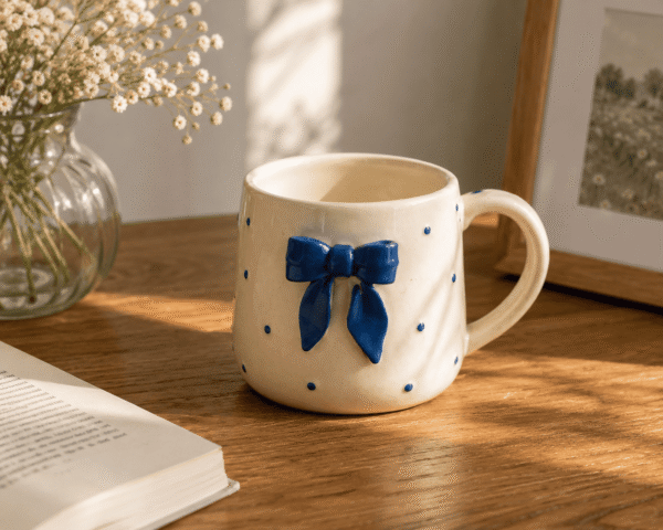 Polka Dot Ceramic Mug with Bow (3) Polka Dot Ceramic Mug with Bow (3)
