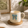 Polka Dot Ceramic Mug with Bow (5)