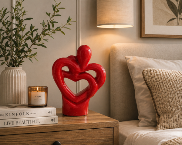 Red Ceramic Couple Showpiece - Abstract Heart Love Figurine (1) Red Ceramic Couple Showpiece - Abstract Heart Love Figurine (1)