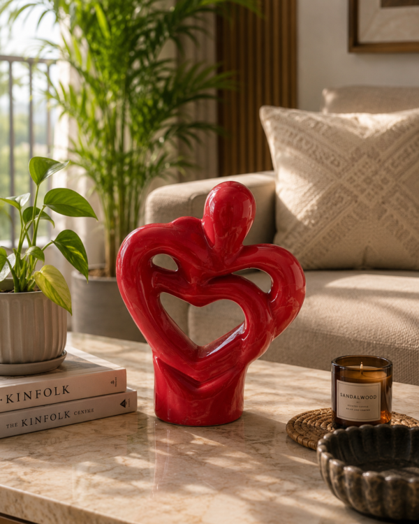 Red Ceramic Couple Showpiece - Abstract Heart Love Figurine (2) Red Ceramic Couple Showpiece - Abstract Heart Love Figurine (2)