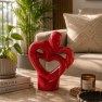 Red Ceramic Couple Showpiece - Abstract Heart Love Figurine (2)