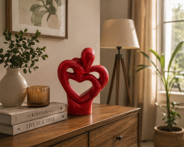 Red Ceramic Couple Showpiece - Abstract Heart Love Figurine (3) Red Ceramic Couple Showpiece - Abstract Heart Love Figurine (3)
