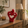 Red Ceramic Couple Showpiece - Abstract Heart Love Figurine (3)