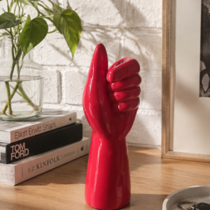 Red ceramic thumbs up hand sculpture glossy showpiece 2 red ceramic thumbs up hand showpiece - glossy pop art sculpture
