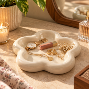 Sunlit ceramic vanity tray flower tray | minimalist home decor & organizer