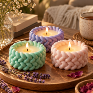 Woven braided luxury candle for festive decor